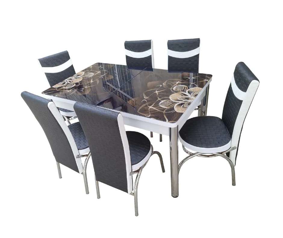 set-kelebek-251-6-scaune-merchan-negru-cu-alb-pret set kelebek 251 6 scaune merchan negru cu alb pret